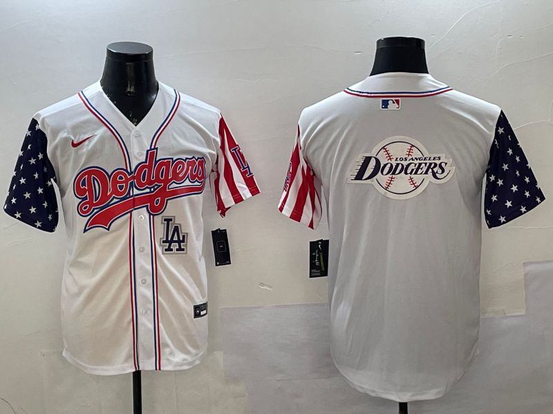 Men Los Angeles Dodgers Blank White a generation of national flags Joint name 2025 Nike MLB Jersey style 30